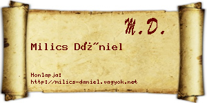 Milics Dániel névjegykártya